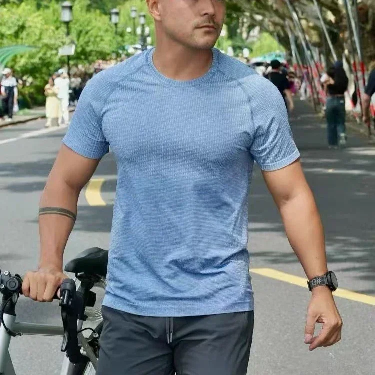

Lemon Metal Vent Tech Men Shirts Quick Dry Short Sleeve Tee Casual sports T-shirt Jogging outdoors men T-shirt Fitness T-shirt