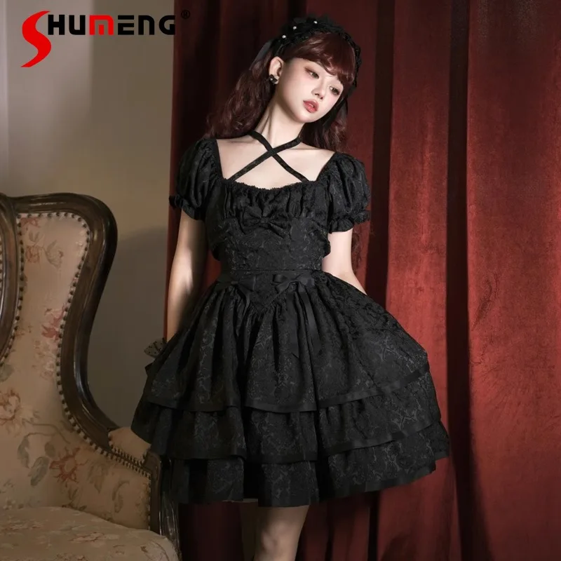 

Japanese Original Lolita Style Vestidos De Mujer Short Sleeved Op Three-Section Pettiskirt Red Rojita Dress Y2k Kawaill Clothes