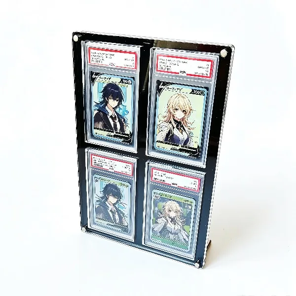 4-Slot Clear Acrylic Graded Card Display Stand Black Card Holder PTCG YGO Graded Trading Cards Crystal Clear Edges