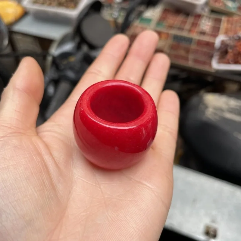 

Couple Jadeite Full Jade Finger Wrench Men's Ring Retro Chalcedony Thumb Ring