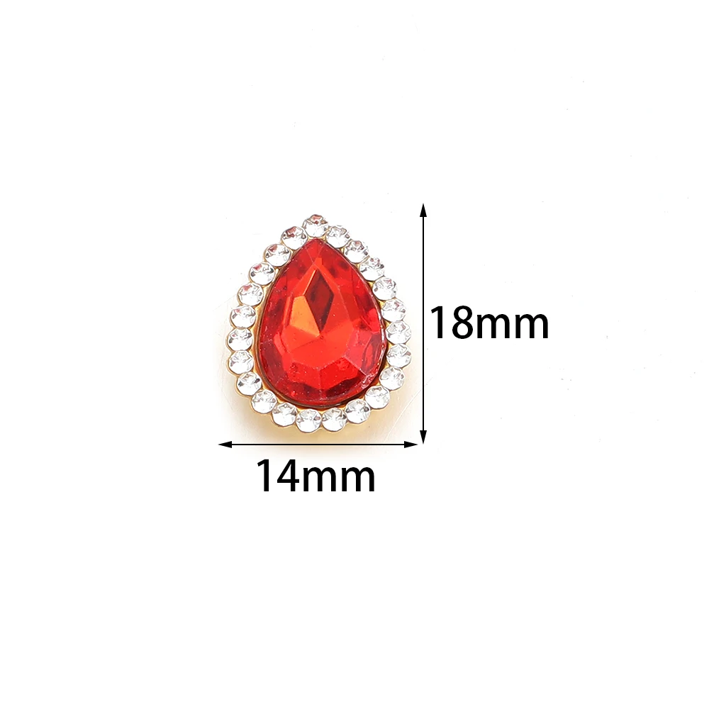 20Pcs 14x18mm Drop Shape Glass Rhinestones With Claw Sew On Beads Metal Base Buckle For DIY Clothing Hair Accessories Decorative