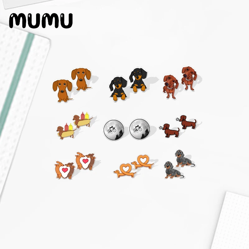 2023 New Dachshund Stud Earring Epoxy Jewelry Resin Cute Dog Acrylic Earrings Handmade Gifts For Friends