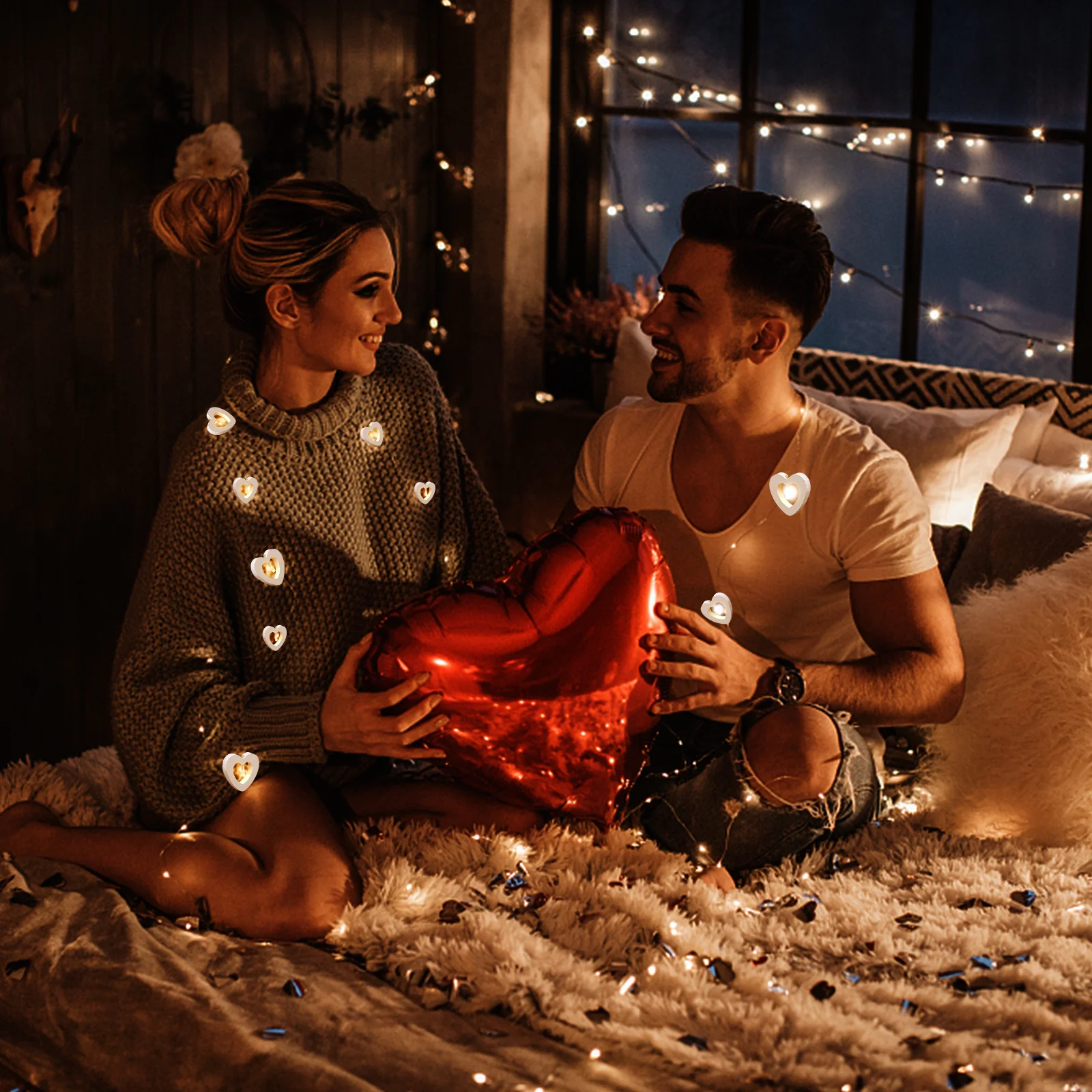 1Pcs Love Heart LED Lamp String Light Romantic Decorative Light for Wedding Party Festival Atmosphere String Lamp