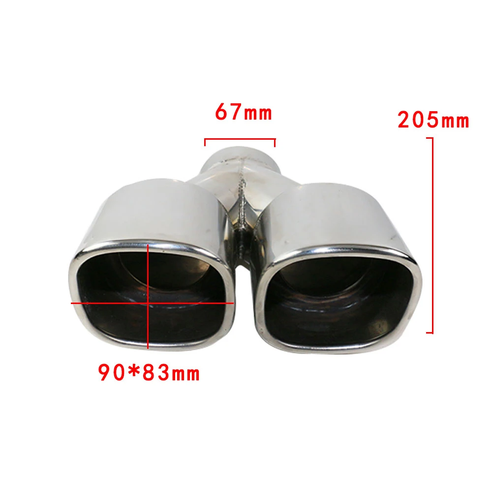 Universal Stainless Steel Car Exhaust Pipe Interface 67mm Dual Outlet Exhaust Auto Muffler Tip Tail Pipe Car Accessories