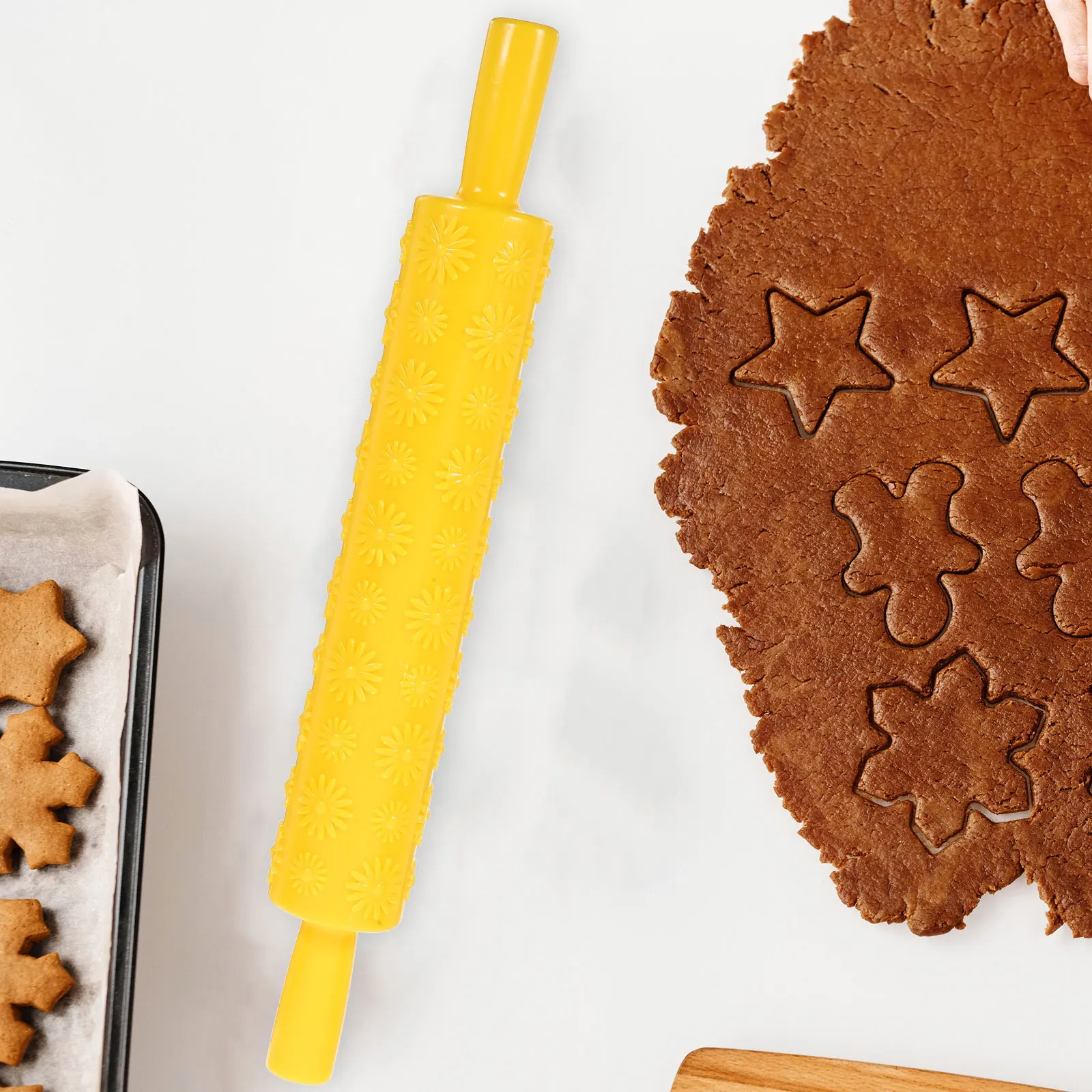 

Embossed Rolling 39cm Yellow Sunflower Fondant Cake Decorating Tool Sugarcraft Embossed Rolling Pin Pastry Pie Crusts