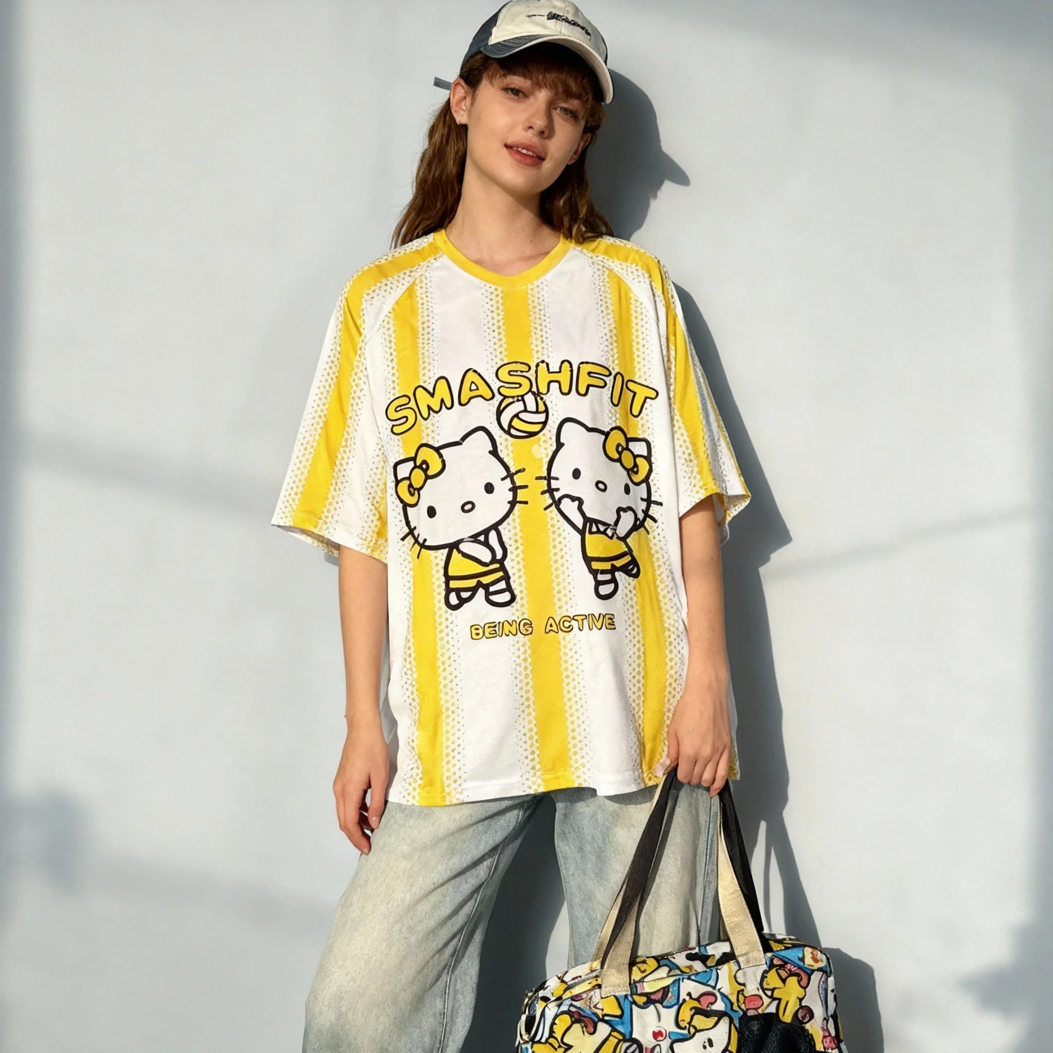 2026 سانريو الأسرة سلسلة تيشرت رياضي حلو ورائع الشارع الأمريكي تيشيرت صيفي المرأة الكبار حجم كبير قمة جديدة #5