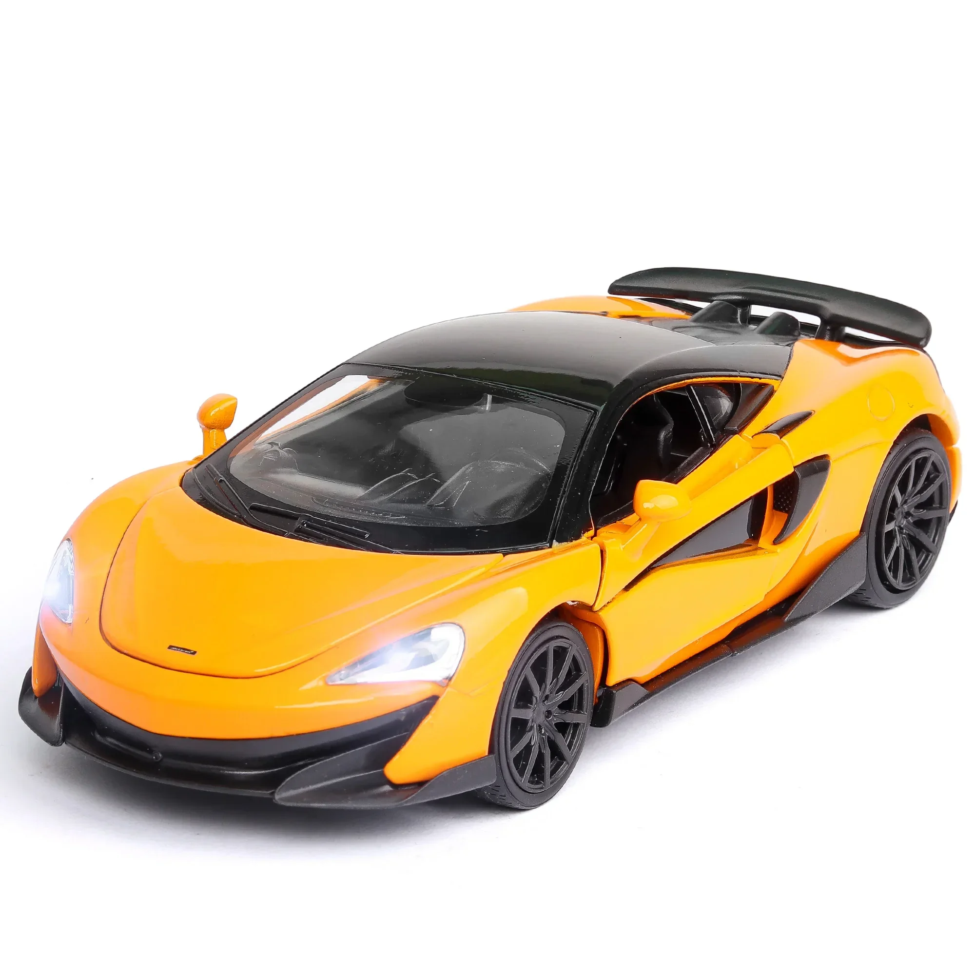 1:32 McLaren 600LT pressofuso in lega modello di auto sportiva tirare indietro con pressofusi veicoli giocattolo per bambini regali di compleanno A289 in miniatura