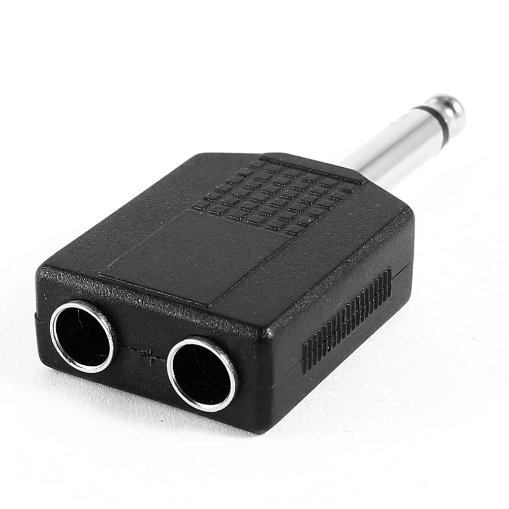 2pcs Male to Female 635mm Double Mono Headphone Microphone Y Splitter Converter 1/4 Inch Stereo Audio Jack Plug Adapter (As Sho