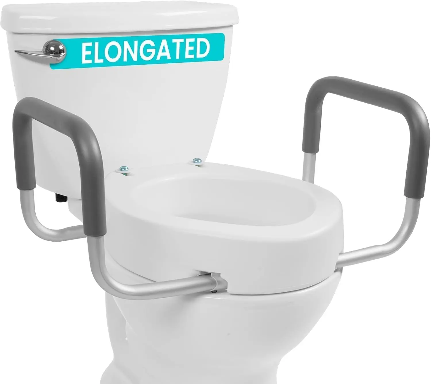 Raised Toilet Seat Riser for Seniors (with Handles) - Handicap Rail | Grab Bar Seat for Over Toilet - Elevated Safety for Elderl