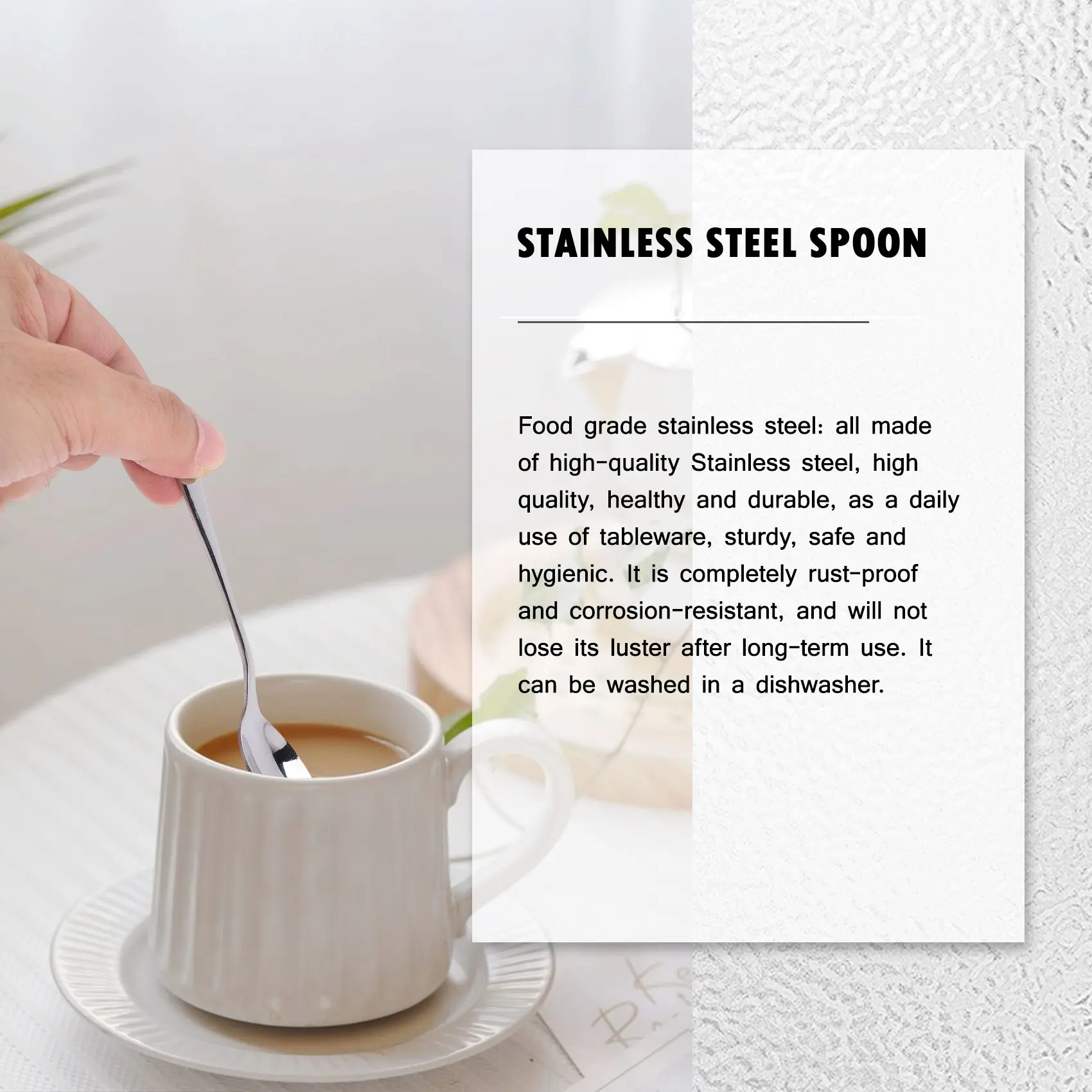 6 Pieces of Espresso Spoon, 4.7 Inch Stainless Steel Mini Coffee Spoon Dessert Spoon