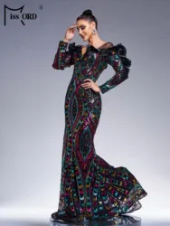 Missord New Black Church Off Shoulder Sequin Geometric Mermaid Evening Cocktail Wedding Birthday Party Formal Occasion Dress