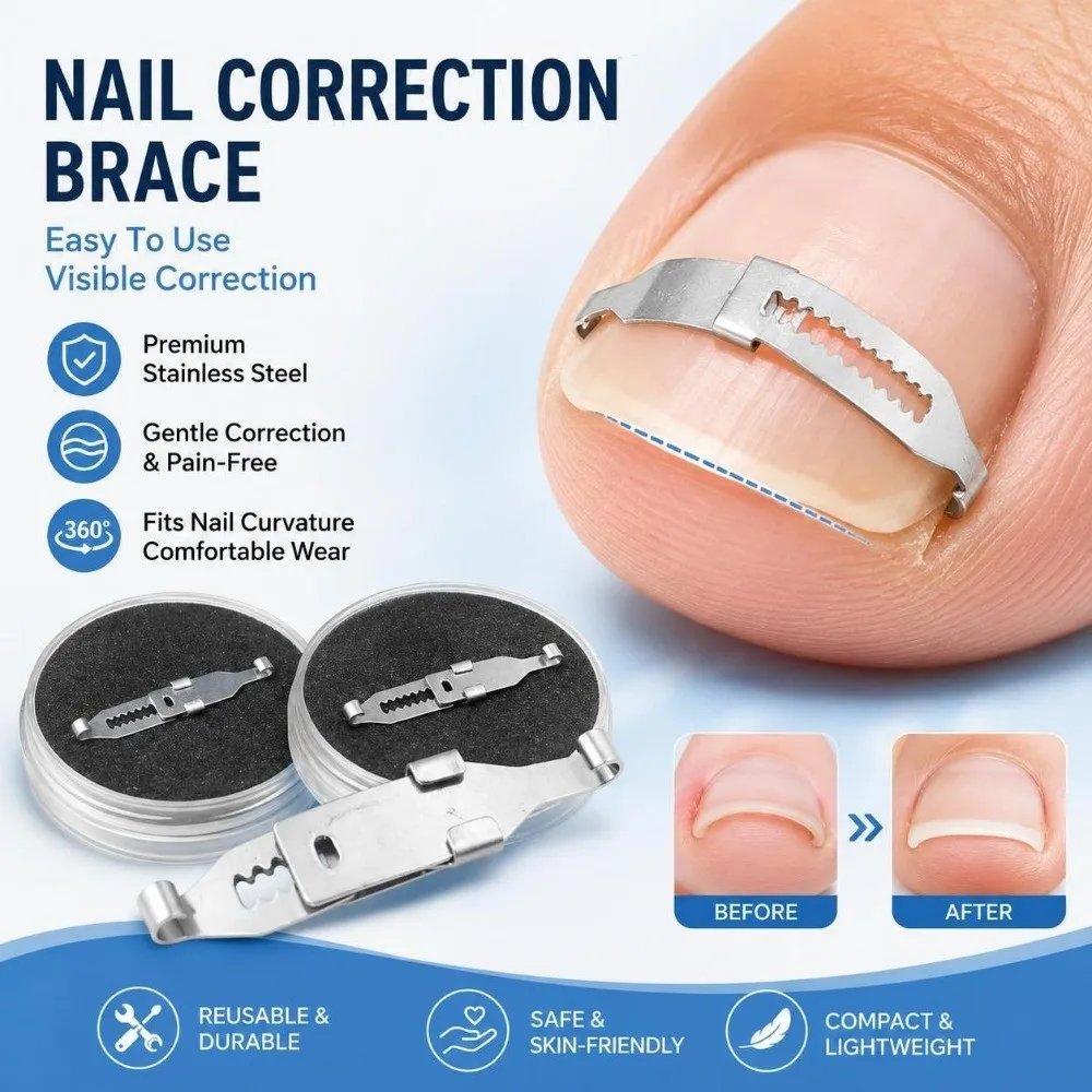 2PCS Adjustable Ingrown Toenail Treatment Stainless Professional Grade Ingrown Toenail Corrector Curved Design