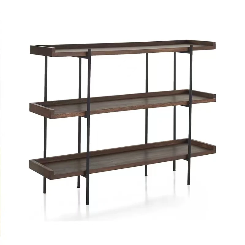 

Simple, modern, wrought iron, solid wood, bookshelf, floor, shelf, shelf, dining edge