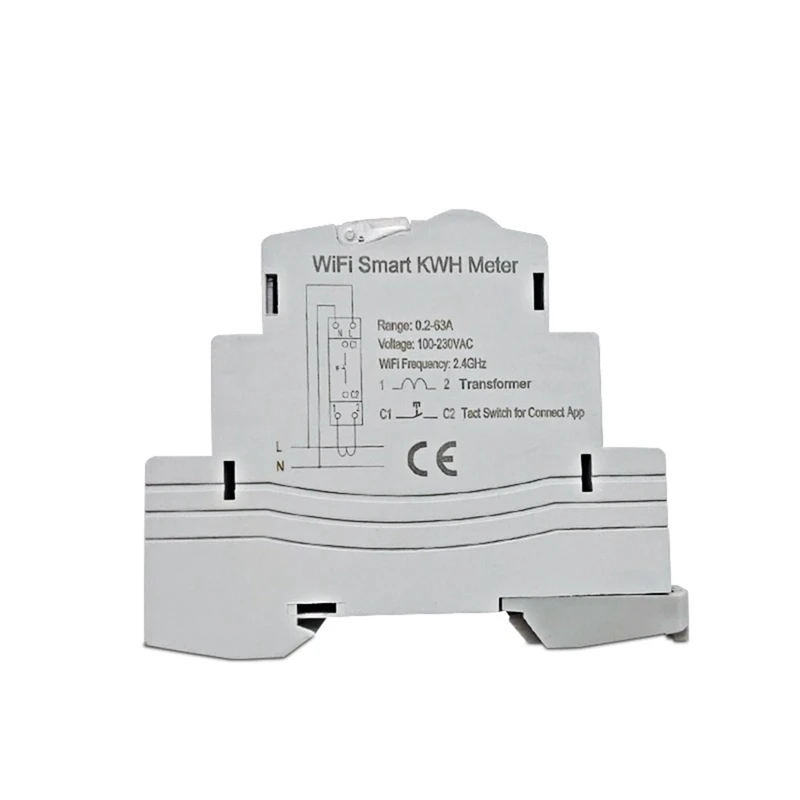 Tuya smart wifi din rail einphasig 230-v strom kwh meter zubehör mit 63a ct app echtzeit monitor leistung