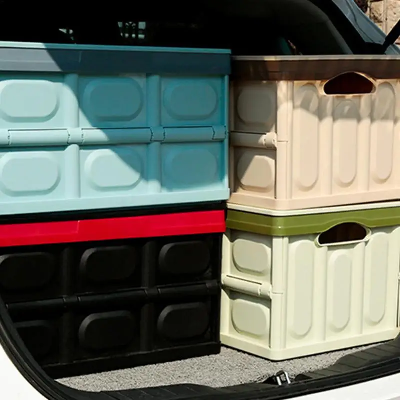 Storage Bins With Lids Stackable 30L Outdoor Camping Storage Container Car Clutter Organizer Multi-Function Car Storage Box For