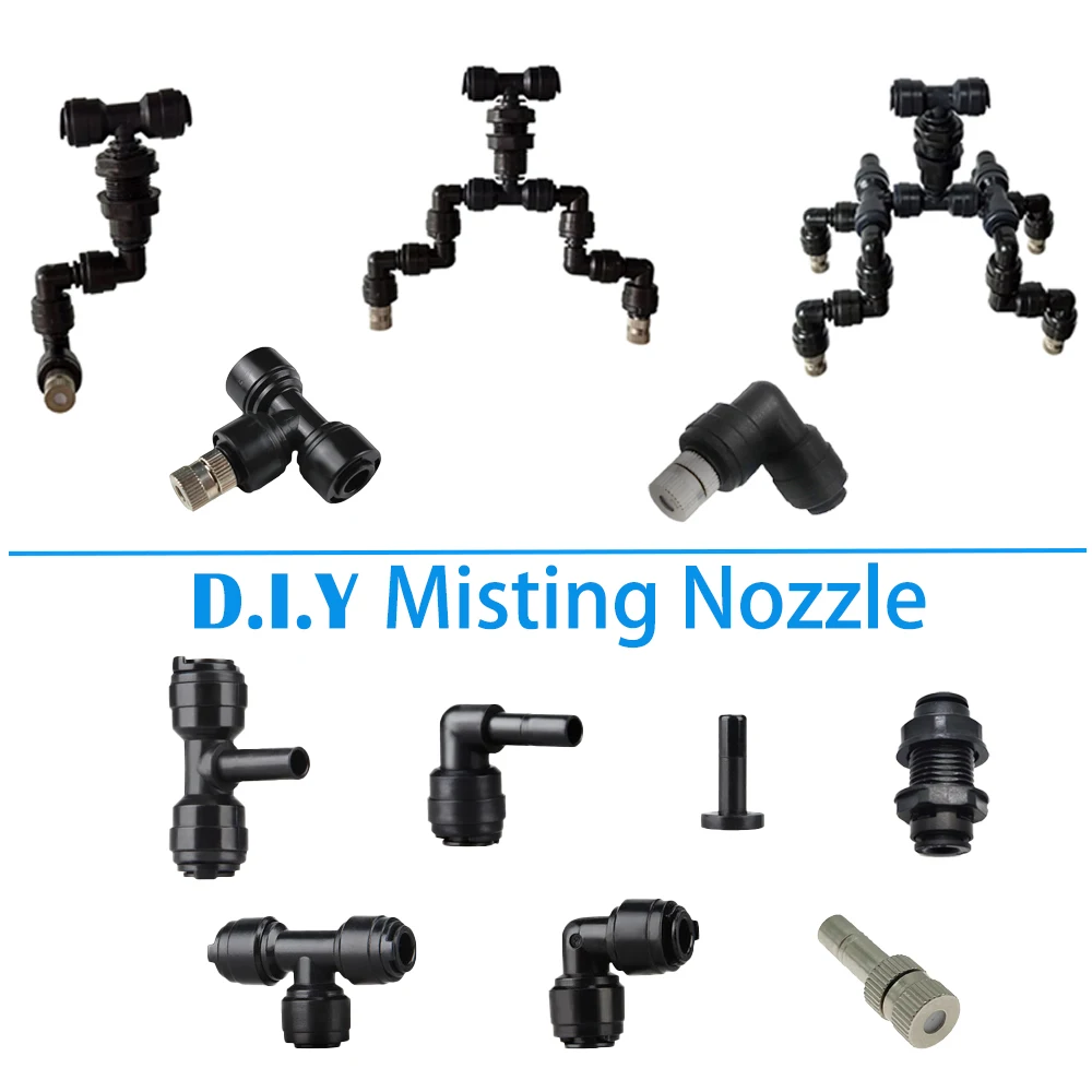 1/4'' Black Misting System Rainforest Qucik Fitting With Misting Nozzles DIY  Accessory