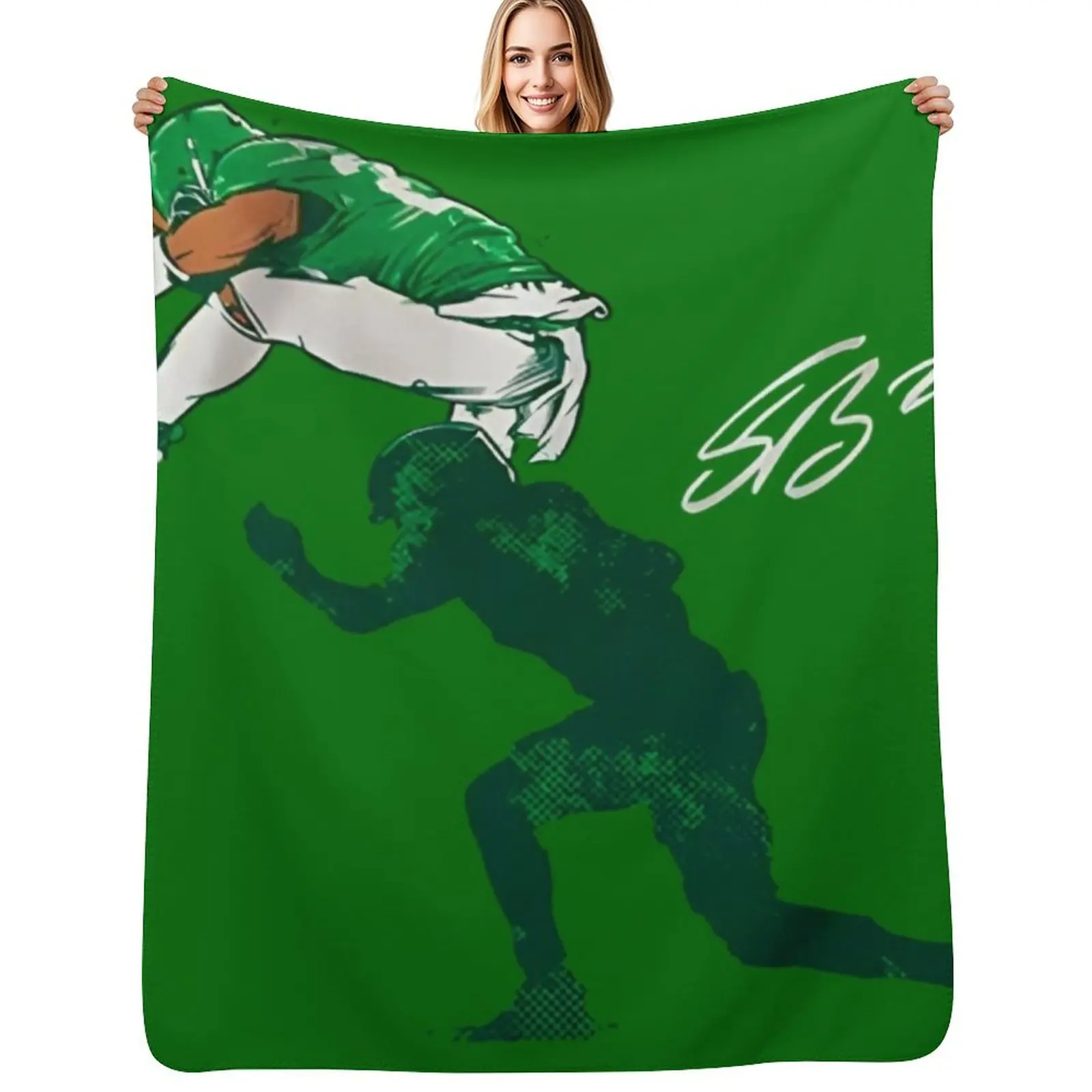

Saquon Barkley: The Reverse Hurdle Throw Blanket Travel Size Cozy Blanket for Plane Train