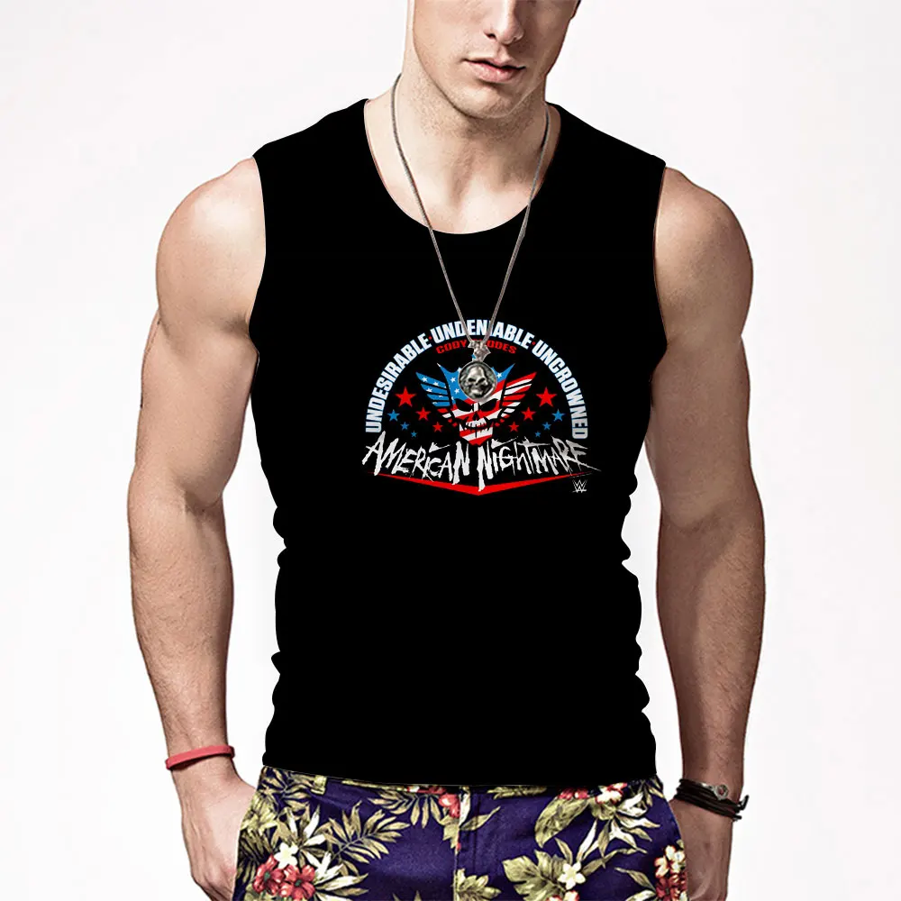 Męska czarna Cody Rhodes niezaprzeczalna kamizelka 2023 New Summer Sport Men Tight moda z najwyższej półki odzież męska t-shirt