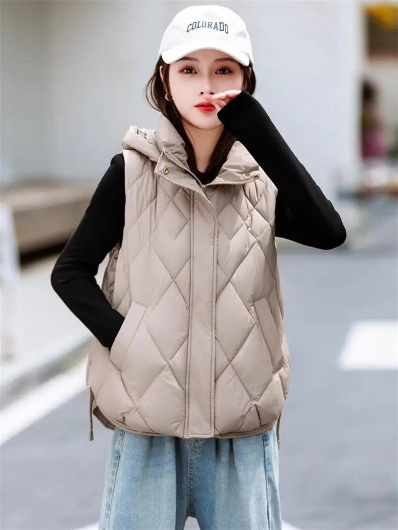 New Autumn And Winter Detachable Hat Down Cotton Vest Short Jacket Korean Version Loose Fit  Fashionable Women's Waistcoat K2640