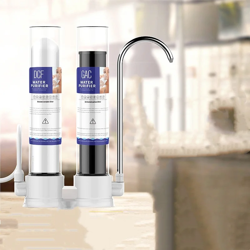 منقي مياه المطبخ المنزلي، فلتر سيراميك شفاف، أجهزة تنقية مياه الصنبور، نظام الترشيح