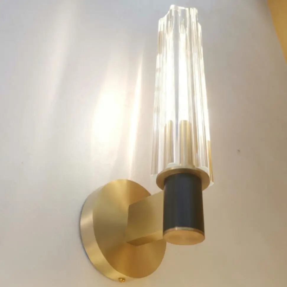 Clear Crystal LED Wall Sconces Brass For Parlor Dining Bedroom Wall Lights E14 Bulb Modern Lamp Indoor Deco
