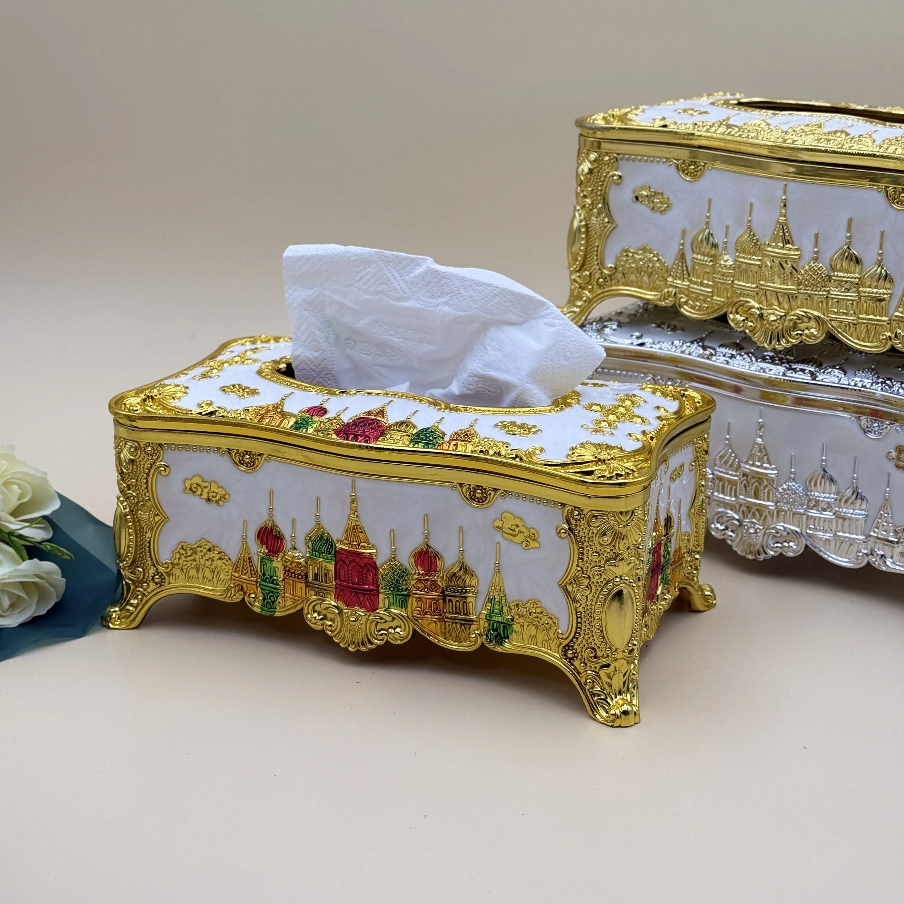 European-style castle tissue box, exquisite kitchen, living room, bedroom, hotel restaurant decorative napkin dispenser