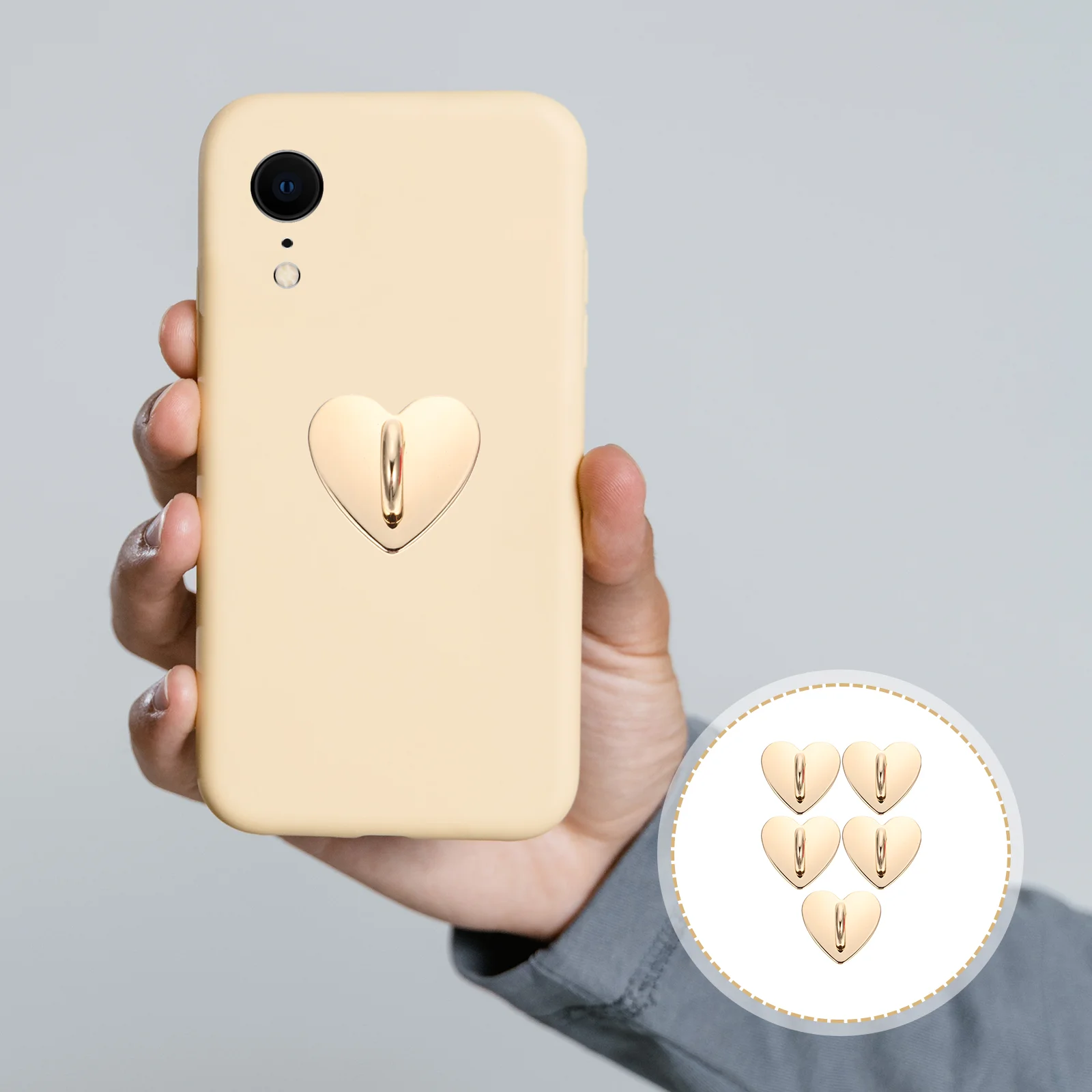 

5 шт., кольцо с пряжкой для сотового телефона, кронштейны с крючком в форме сердца, металлическая подставка из цинкового сплава, держатель для рукоятки «сделай сам»