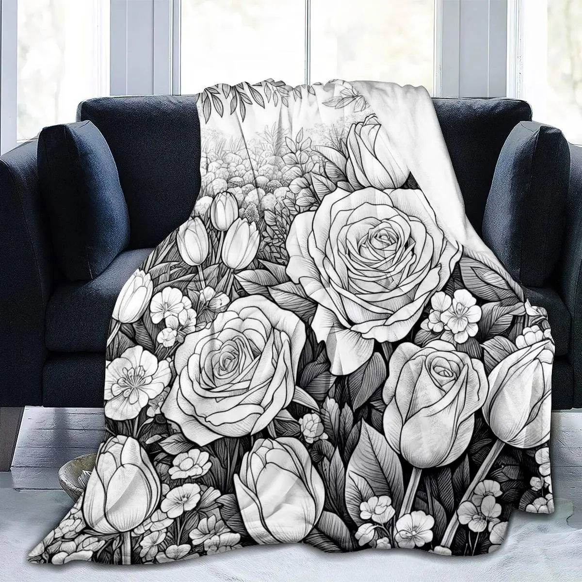 Art Activity Throw DIY blanket, Cute Christmas Snowman Line Art Blanket, Washable Plush Blanket for Relaxing Craft Hobby Gift