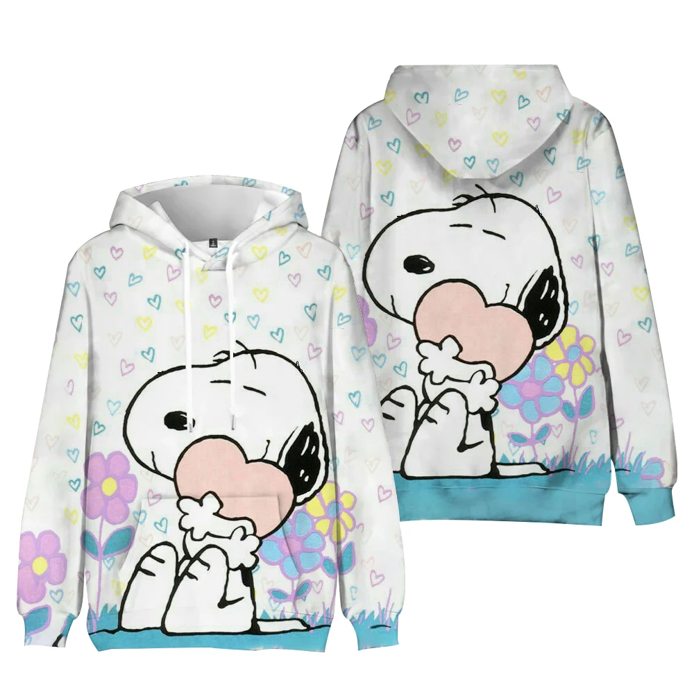 Women\'s Long Sleeve Snoopy Cartoon Scream Top Casual Hoodless Sweatshirt Crew Neck Jacket For Autumn Winter