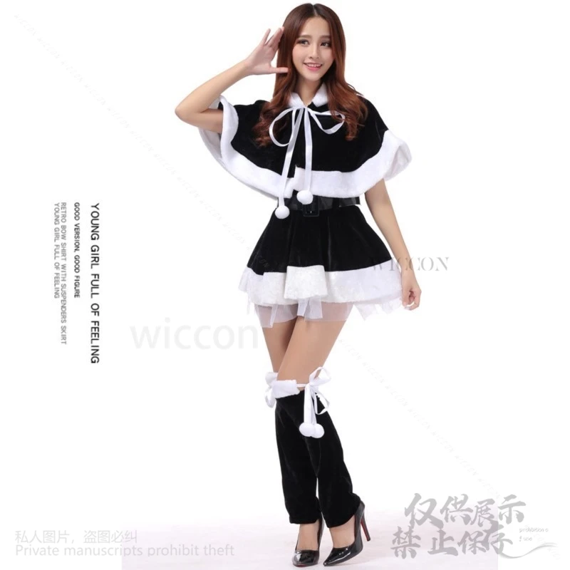 Fantasia de Cosplay de Natal para Mulheres, Vermelho, Preto, Vestido Lolita, Chapéu, Gato, Roupas de Meninas, Fantasia, Halloween, Carnaval, Novo, 2024