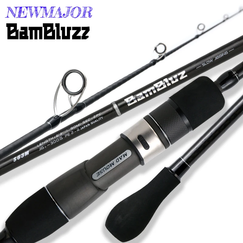 MADMOUSE BamBluz Japan Full Fuji 1.9M Slow Jigging Rod Cross Carbon Ocean Boat Rod for ML/MH/MH Casting and Shipping