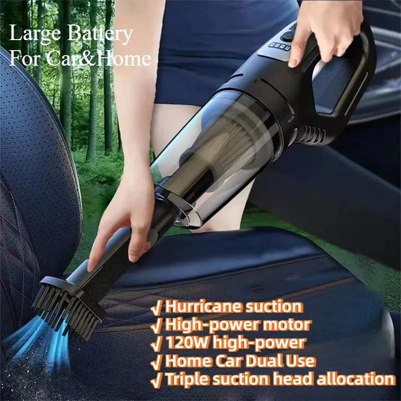 120W Powerful Suction LED Portable Car Vacuum Cleaner USB Charging Handheld Cordless Vacuum Cleaner for Car Home Office Pet Hair