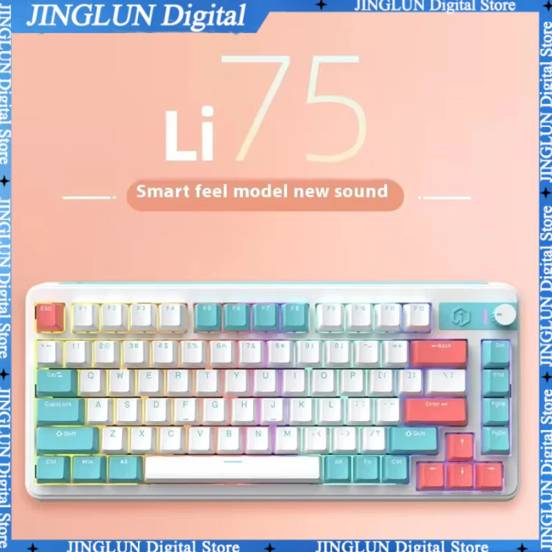 

Irok Li75 Mechanical Keyboard Bluetooth Wireless 2.4Tri-Mode Gasket Structure Hot-Swappable Gaming Keyboard Office Ergonomic Rgb