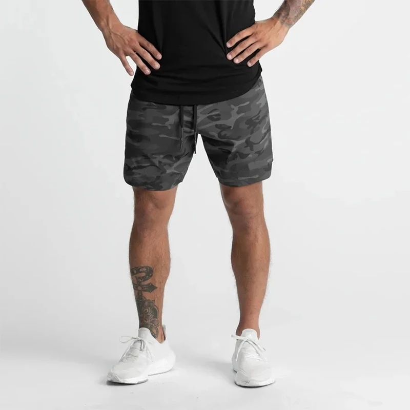 2025 New Men's Shorts Single-Layer Woven Quick Dry Solid Color Running Fitness Sports Casual American Fifth Pants Comfortable
