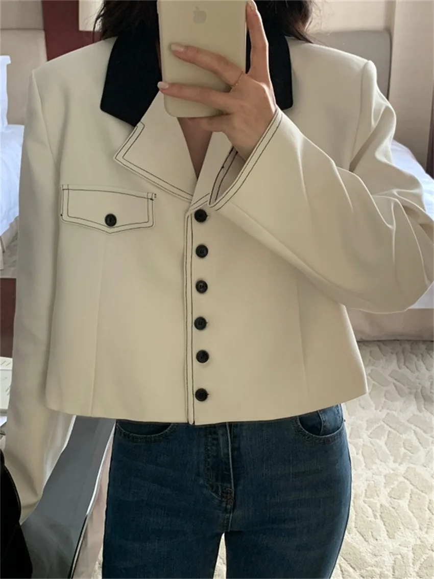 Arazooyi High Waist Blazers New Women Work Wear Autumn Hot Sale Chic 2022 Slim Elegant Full Sleeve OL Streetwear Coats