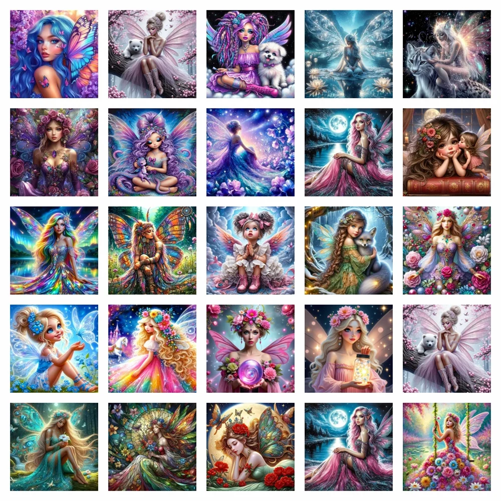 AZQSD 5D DIY Diamant-Mosaik Frauenporträt Mädchenfigur Schmetterling Fantasie Heimdekoration Vollquadrat Rundbohrer Diamantmalerei Kunst
