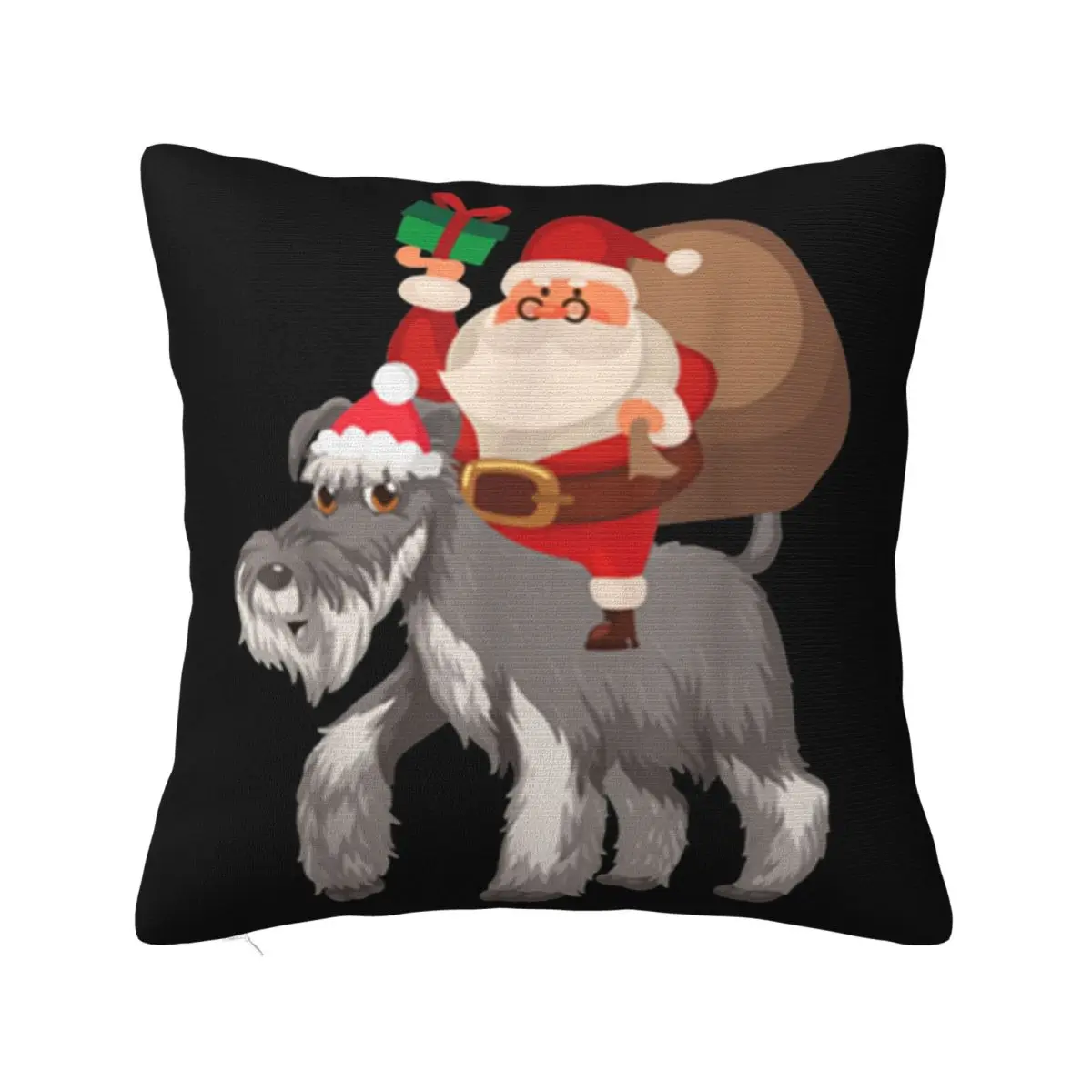 Premium Santa Riding Miniature Schnauzer Christmas Pajama Gift Original Comfortable Pillow Case