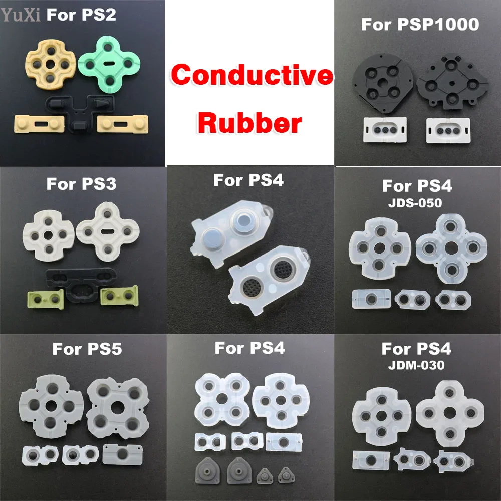 1Set Conductive Rubber For PS5 PS4 Pro Slim PS3 PS2 Silicon D-Pad Button Pads For PSP1000 Gamepad Controller Repair Parts