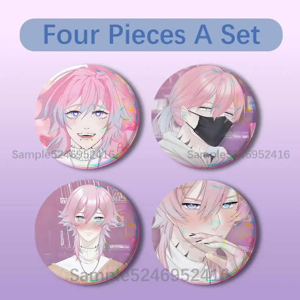 

14 Days With You Ren 4 Pieces Badge Set Icons Badges Creative Meme Figure Round Tinplate Brooch Bag Clothes Accessories