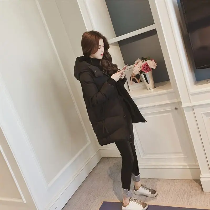 

Women Winter Coats Long Padded Clothes Female Solid Color Jacket Puffer Warm Thick Parkas Ladies Overcoat G410