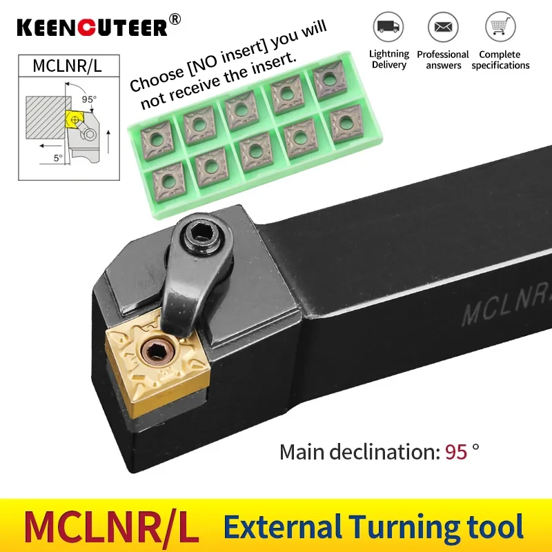1pc MCLNR1616 MCLNR2020 MCLNR2525 MCLNL3232 External Triangul Turning Tool Holder CNMG12 Carbide Inserts Lathe Cutting Tools Set