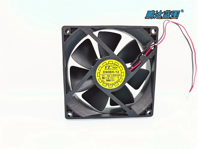 Yuelun D90BH-12 dual ball 9225 9025 12V 9CM computer motherboard chassis cooling fan