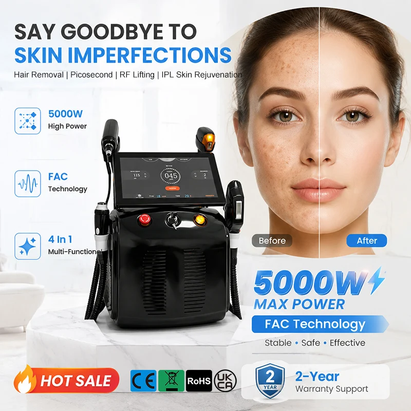 2025 4 in 1 diode ice titanium laser 4000W755 808 1064 940NM laser body hair removal machine with 4 wavelengths
