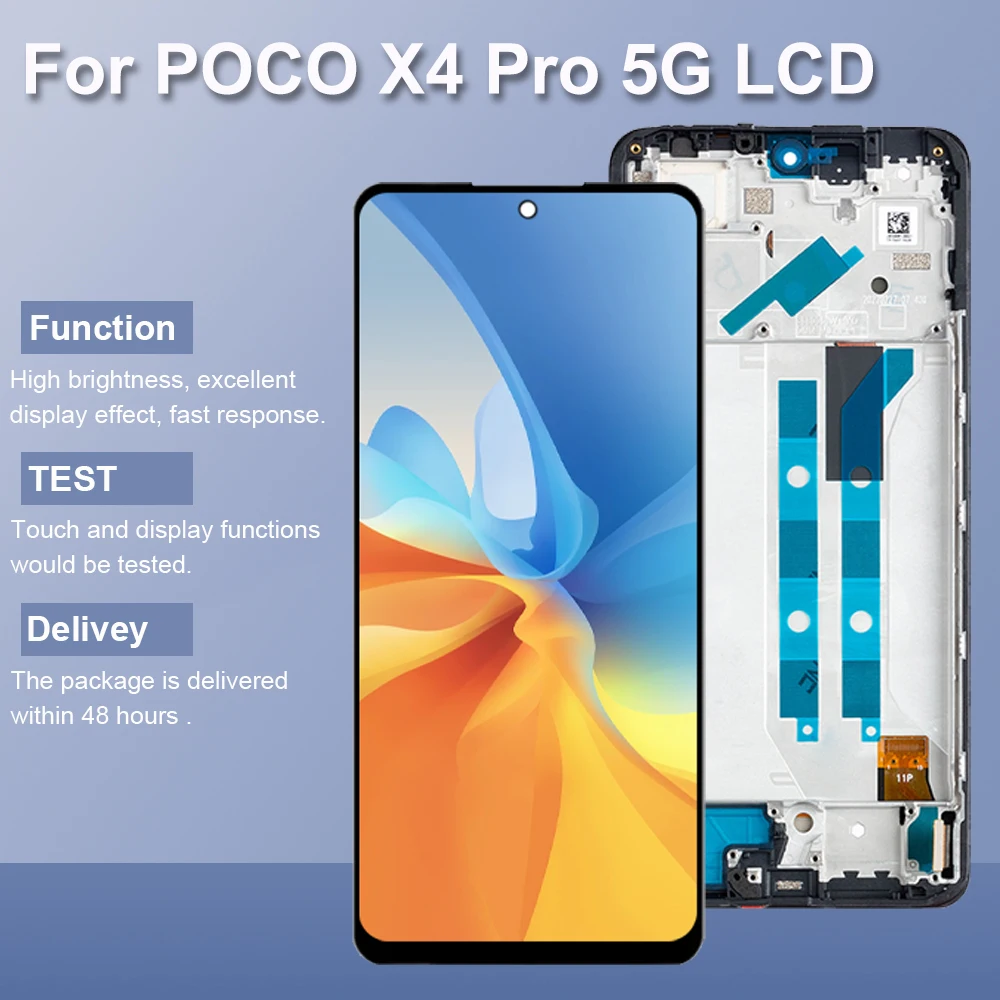 LCD Screen for Xiaomi Poco X4 Pro 5G 2201116PG LCD Display Touch Screen Digitizer with Frame for Poco X4 Pro 5G Screen Assembly