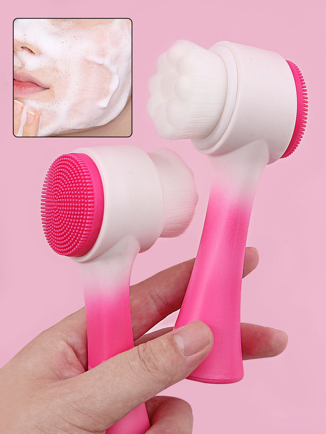 Brosse de nettoyage du visage en Silicone, Double face, produit d'élimination des points noirs, nettoyeur de pores, exfoliant, brosse de gommage du visage
