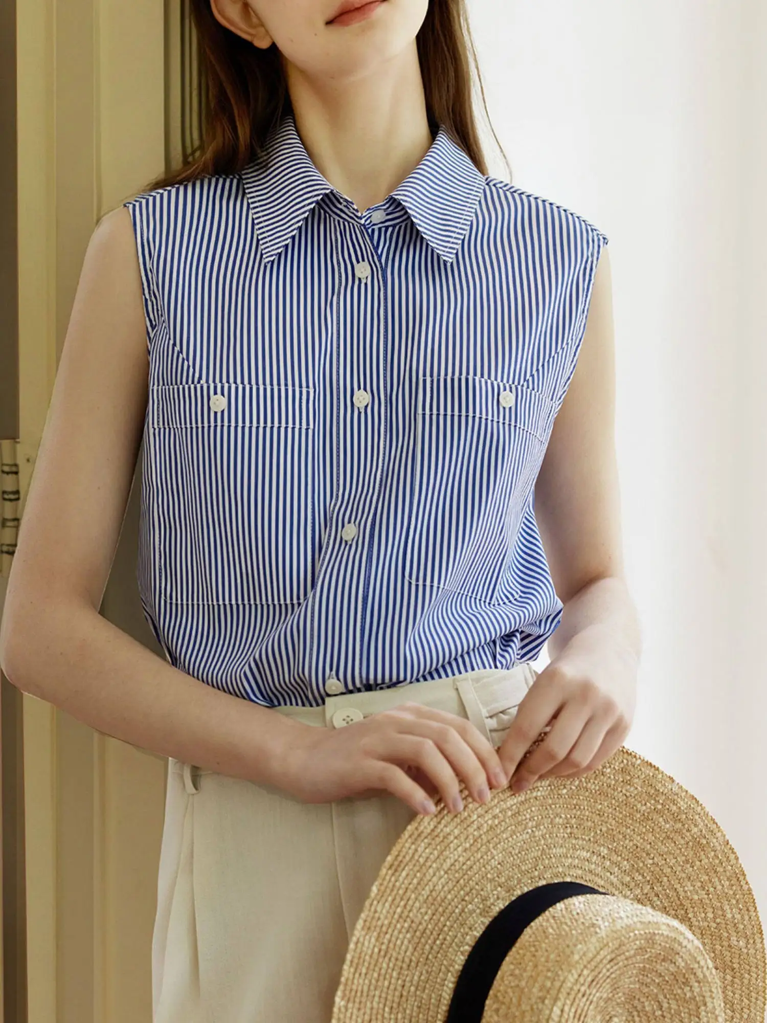 

Retro Striped Loose Casual Svel irt Women Summer Lightweight Easy Care Commute Sle Breathable Polyester Top