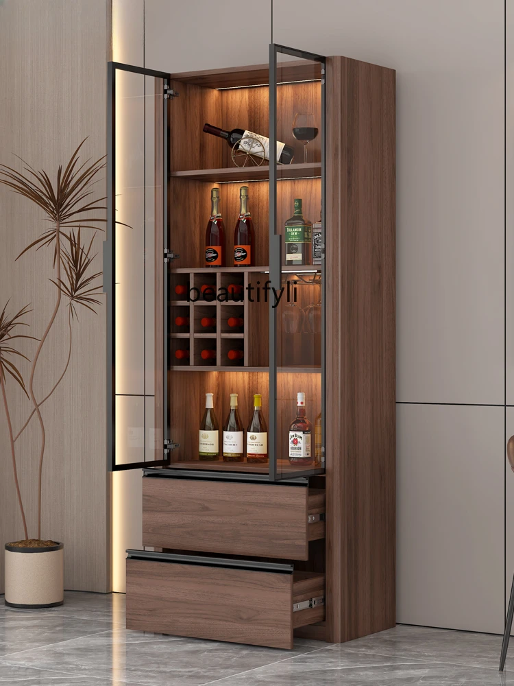 Wine Cabinet Home Living Room Wall Lockers with Glass Door Modern Simple Small Display Cabinet