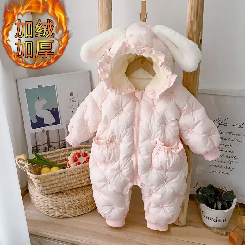 Thick New Winter Clothes Jumpsuit Cotton Clothes Baby Romper Clothes Super Cute Going Out 100 Days Newborn Loungewear Outfit