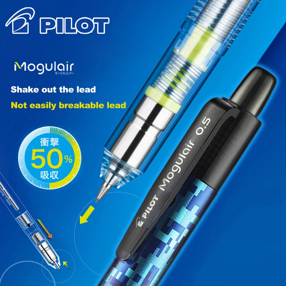 

1 шт. Японский механический карандаш Pilot 0.5 мм HFMA-50R с выдвижным грифелем, устойчивым к поломке, и ластиком, для рисования и творчества