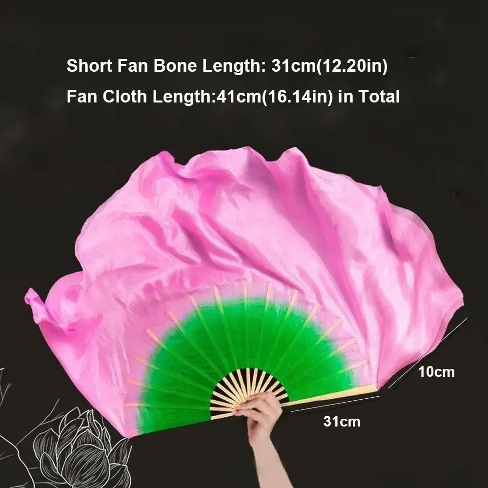 31 см бамбуковая китайская короткая веер для танца живота 10 см полукруглая шелковая вуаль танцовщица тренировочные пары Yangko Dance бамбуковые веера разноцветные